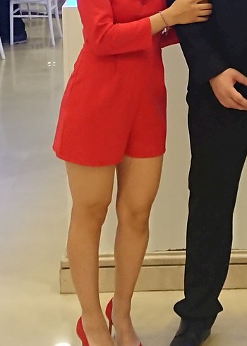 Bershka Kırmızı Mini Tulum - Görsel 4