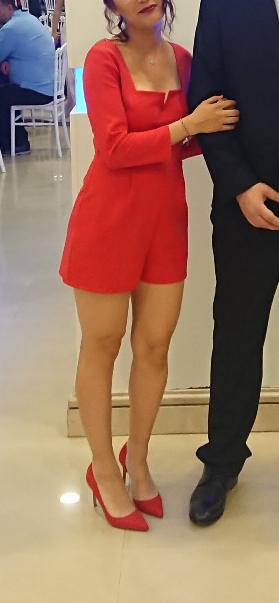 Bershka Kırmızı Mini Tulum - Görsel 4