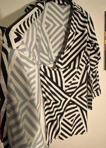 Zebra Desenli Uzun Kollu Kuşaklı kruvaze elbise - Görsel 3