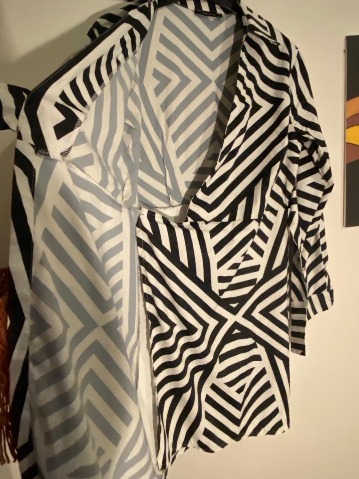 Zebra Desenli Uzun Kollu Kuşaklı kruvaze elbise - Görsel 3