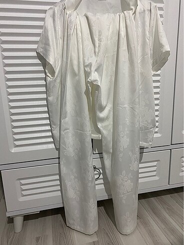 Penti Saten gömlek pijama takımı ekru