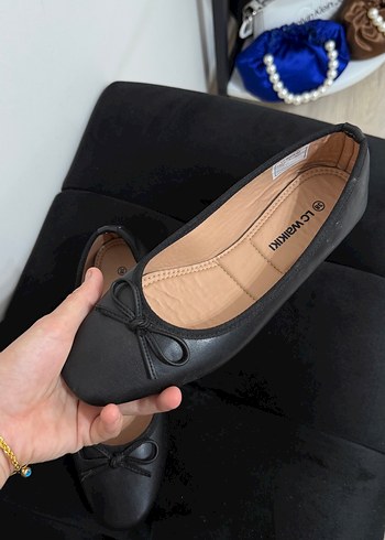 Siyah Fiyonklu Kadın Topuklu Babet - Görsel 2