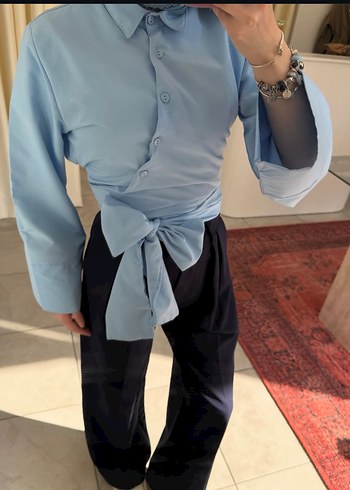 Mavi Bağlamalı Salaş Gömlek - Görsel 2