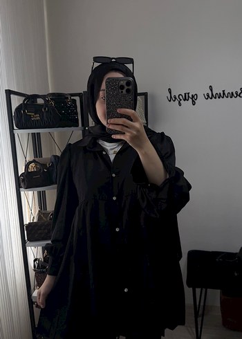 Siyah Midi Boy Rahat Kesim Kadın Yağmurluk - Görsel 2