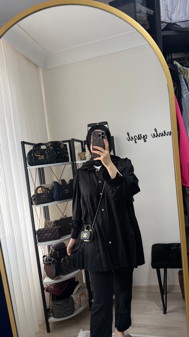 Siyah Midi Boy Rahat Kesim Kadın Yağmurluk - Görsel 4