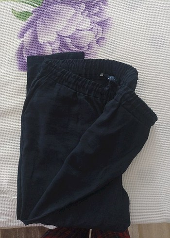 46 Beden lacivert Renk Lacivert Kadın Keten Rahat Kesim Pantolon