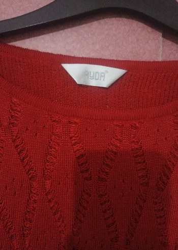 Kırmızı Örgü Kadın Kazak - Görsel 4