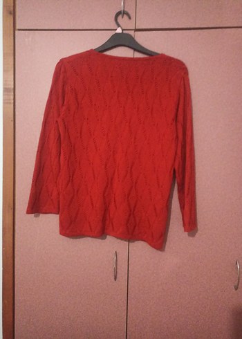 Kırmızı Örgü Kadın Kazak - Görsel 3