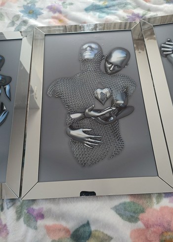 Gri Çift Figürlü Dekoratif Tablo Seti - Görsel 2