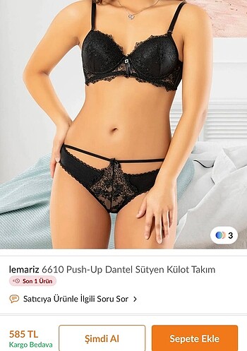 Lemariz siyah iç çamaşırı takımı