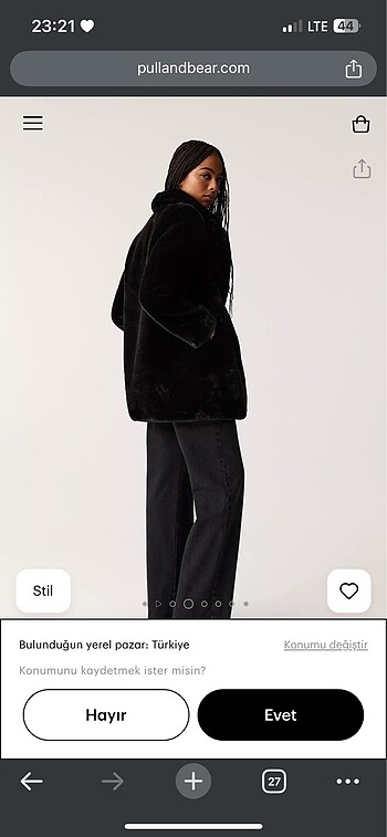 Pull and Bear Suni kürk kaban
