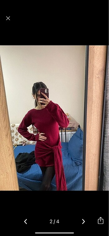 s Beden BORDO ELBİSE
