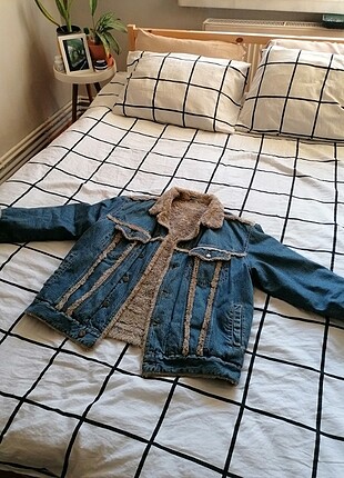 İçi tüylü oversize kot ceket+ojeler