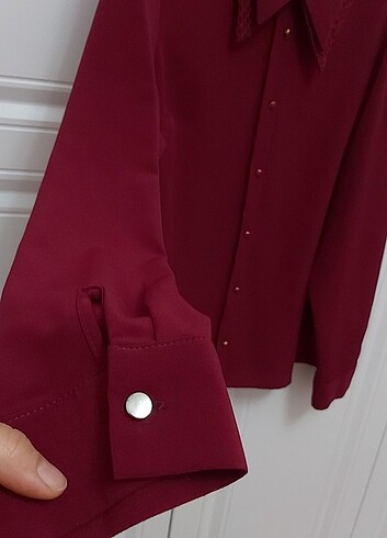 Vişne rengi bluz - Görsel 4