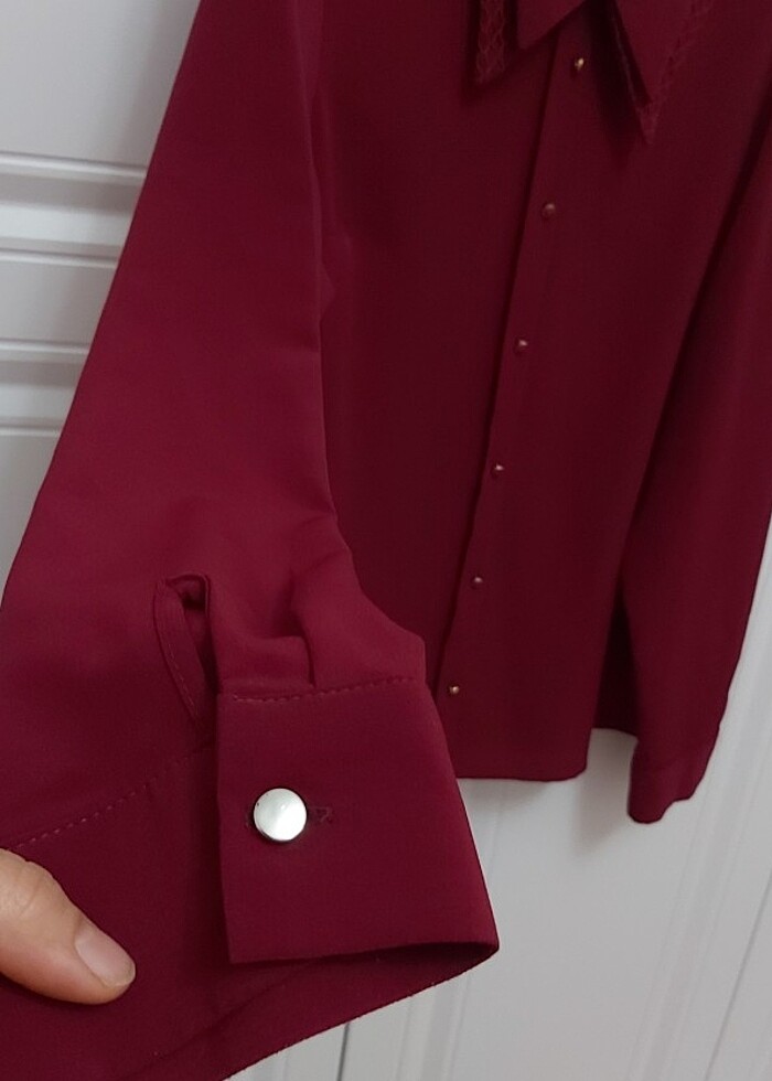 Vişne rengi bluz - Görsel 4