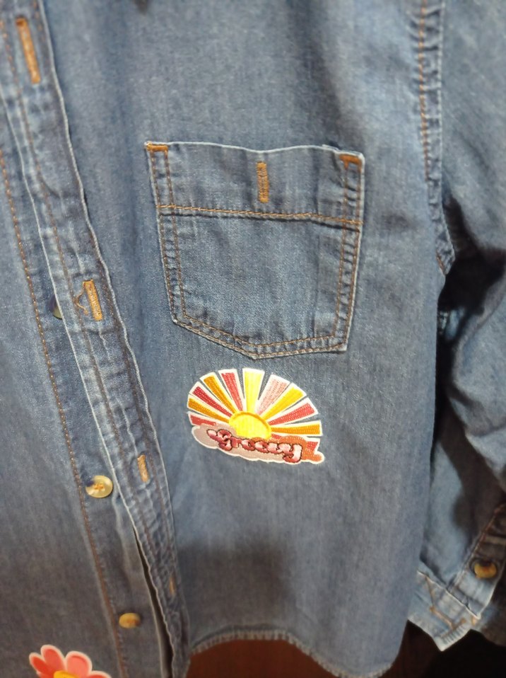 Kız Çocuk Mavi Denim Gömlek - Görsel 3