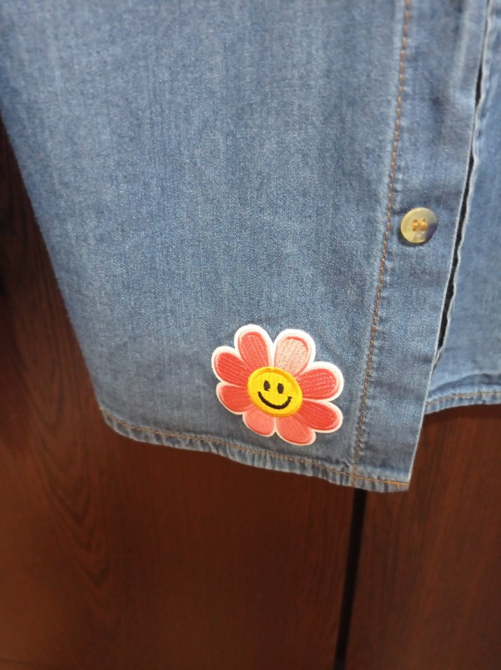 Kız Çocuk Mavi Denim Gömlek - Görsel 4