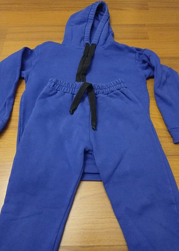 Çocuk Mavi Kapüşonlu Rahat Eşofman Takımı - Görsel 7