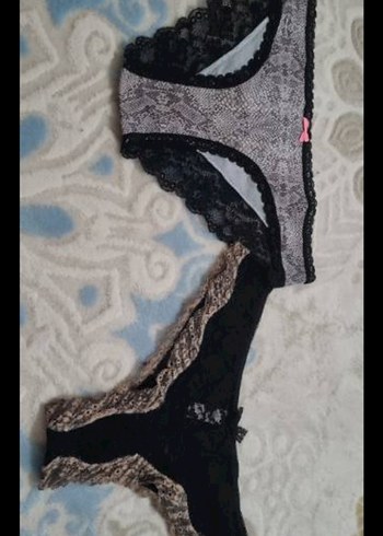 m Beden Kadın Beyaz ve Gri Mini Külot Seti