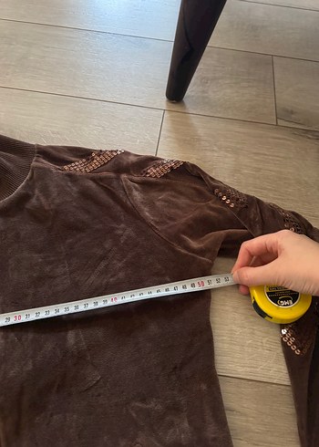 s Beden kahverengi Renk JUİCY couture tarzı kadife hırka