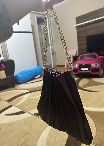 Mor Pliseli Zincir Askılı Kadın Çanta - Görsel 2