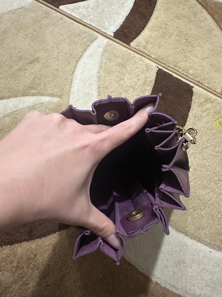 Mor Pliseli Zincir Askılı Kadın Çanta - Görsel 3