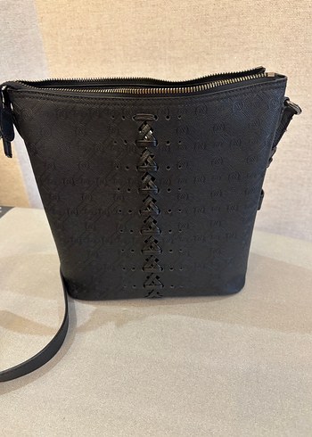 Vakko monogram siyah çanta - Görsel 2