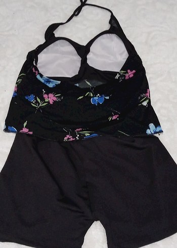 Siyah Çiçek Desenli Mini Kadın Mayo - Görsel 2