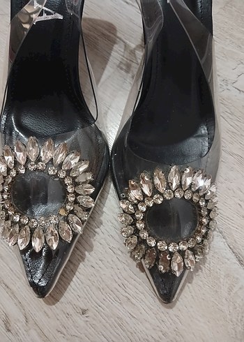 Zara ZARA Siyah Stiletto Taşlı Abiye Ayakkabı