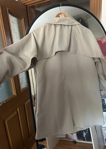 Diğer Bej Midi Kadın Trençkot, Düğmeli, Kısa Kollu