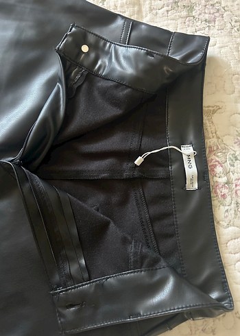 Siyah Parlak Deri Biker Kadın Pantolon