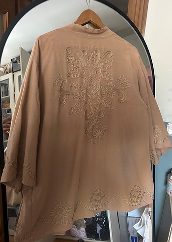 diğer Beden camel Renk Bej, Pamuklu, Midi, Uzun Kollu Kimono takım