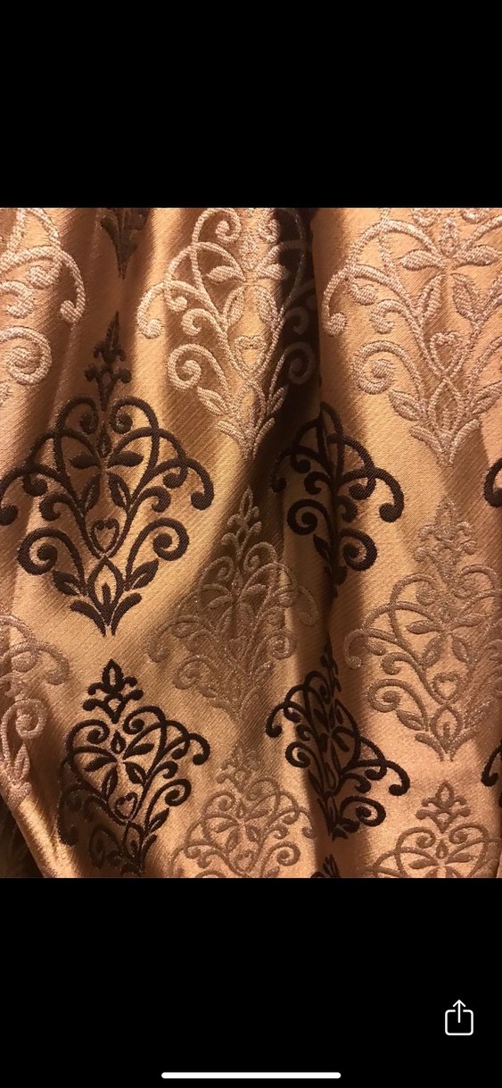 Klasik Desenli Parlak Kahverengi Perde - Görsel 3