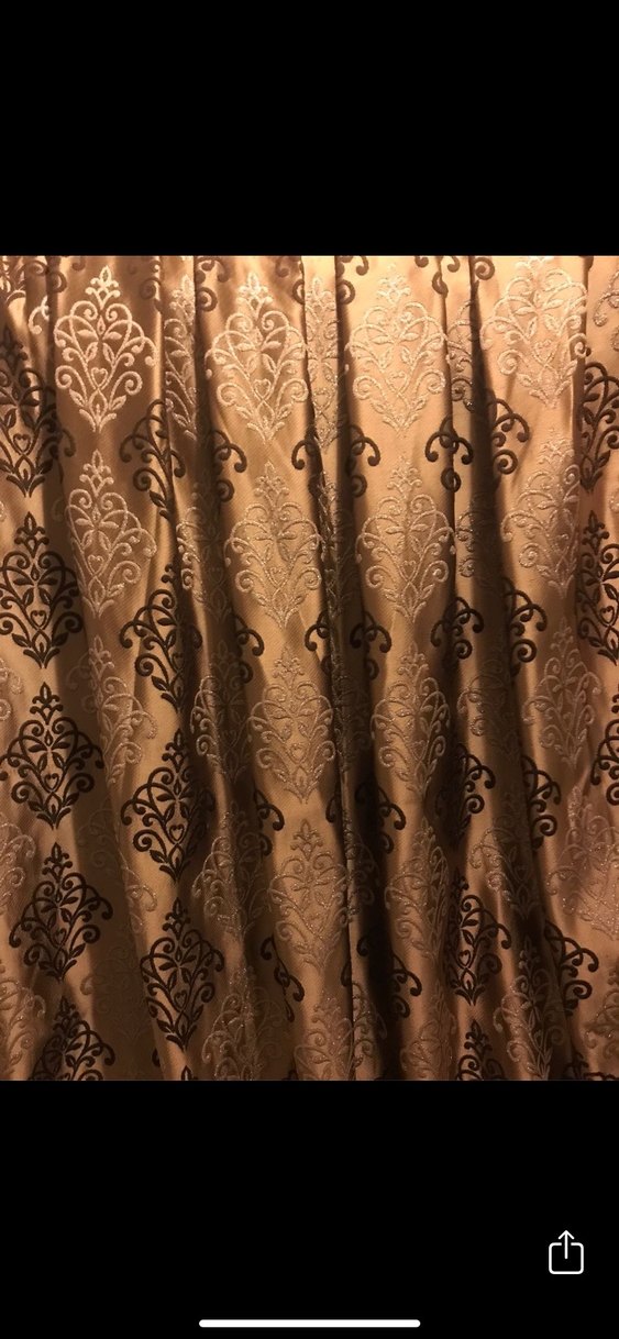 Klasik Desenli Parlak Kahverengi Perde - Görsel 2
