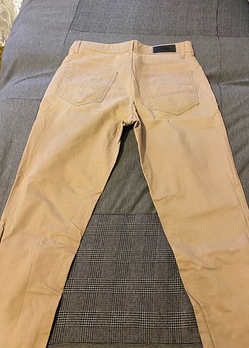 Bej Düğmeli Erkek Keten Pantolon - Görsel 2