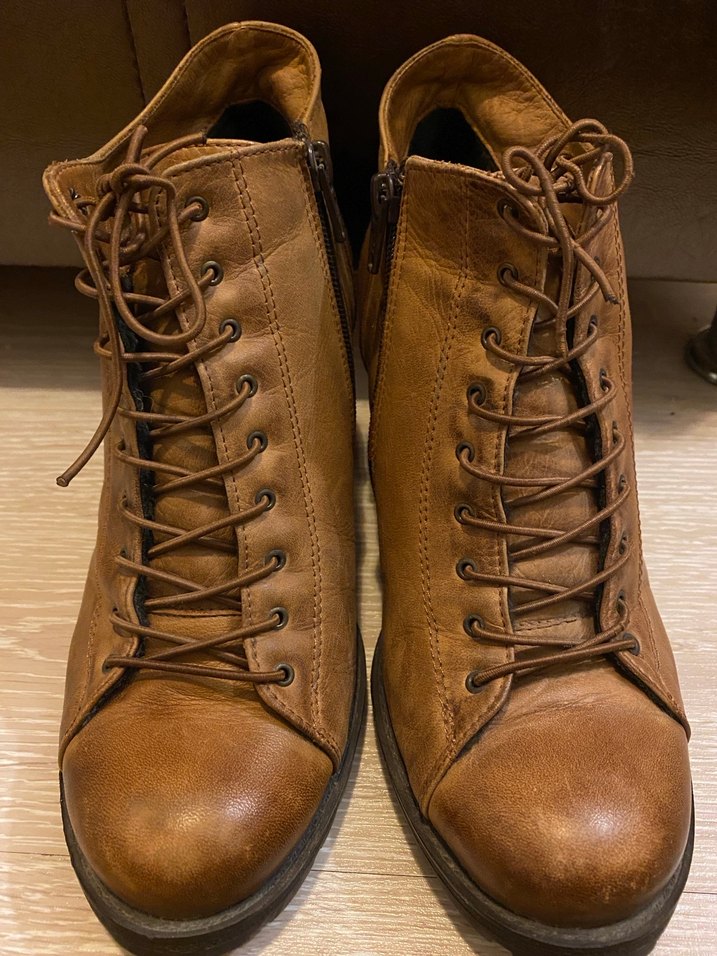 Kahverengi Deri Kadın Dolgu Topuk Bot - Görsel 2