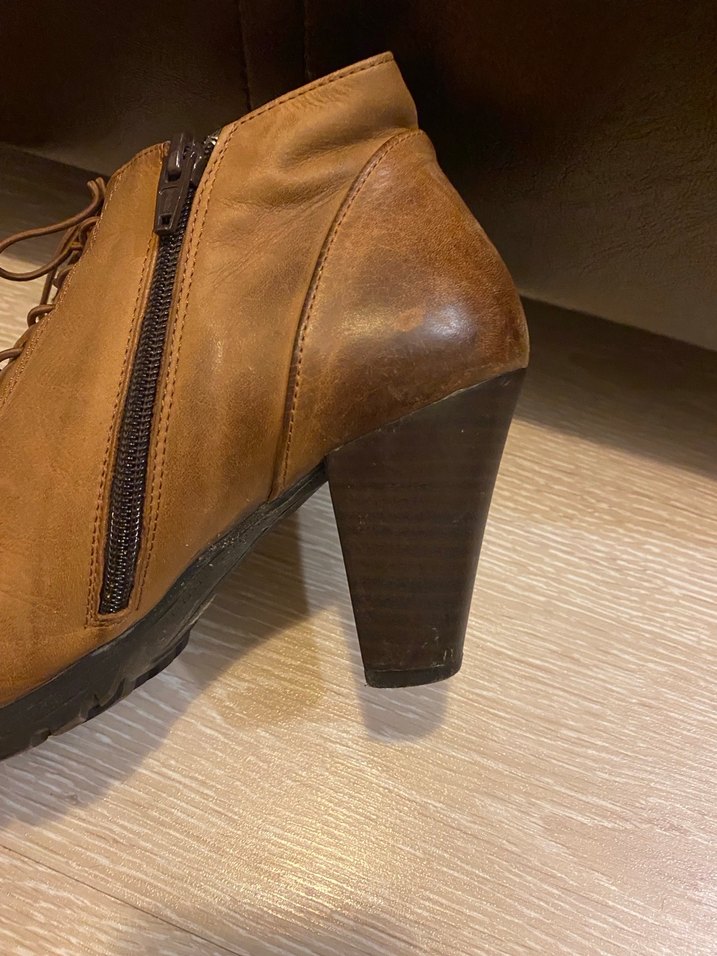 Kahverengi Deri Kadın Dolgu Topuk Bot - Görsel 5