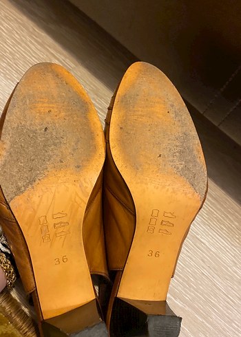 kahverengi Deri Kadın Dolgu Topuklu Klasik Ayakkabı - Görsel 6