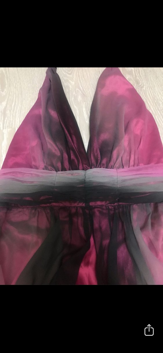 Pembe Uzun V Yakalı Drapeli Kadın Abiye Elbise - Görsel 3