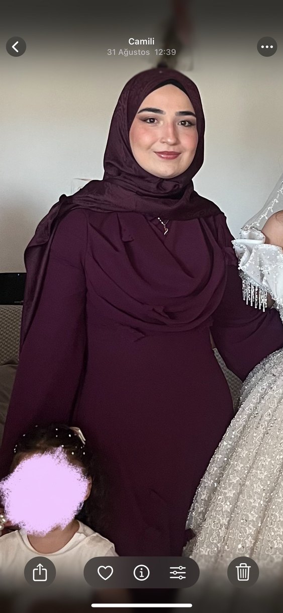 Drape yaka mürdüm şifon elbise 1 defa giyildi. M beden 40/42 . - Görsel 3