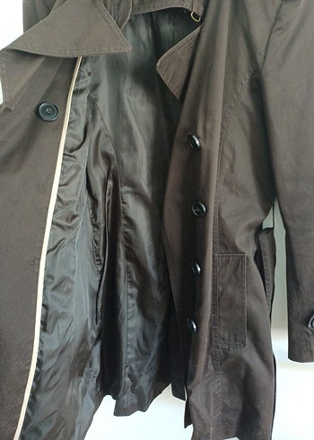 Düğmeli Kahverengi Midi  Kadın Trençkot - Görsel 8