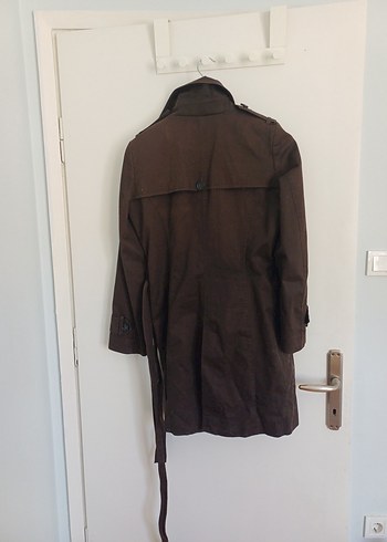 Düğmeli Kahverengi Midi  Kadın Trençkot - Görsel 3