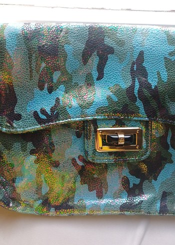 Turkuaz Renkli Bağlama Desenli Kadın Çanta - Görsel 2