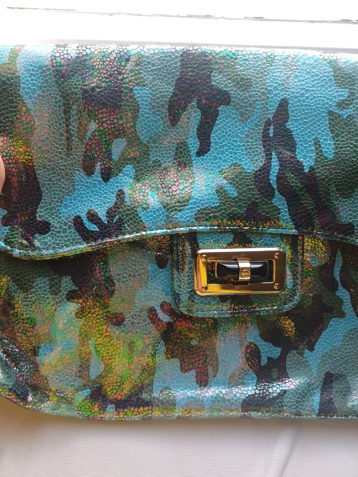 Turkuaz Renkli Bağlama Desenli Kadın Çanta - Görsel 2