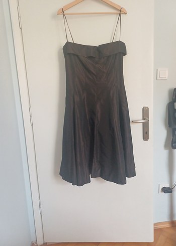 Kahverengi Straplez Midi Elbise - Görsel 4