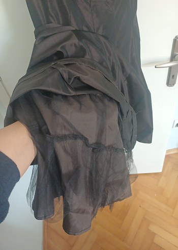 Kahverengi Straplez Midi Elbise - Görsel 3