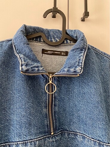 s Beden lacivert Renk Yarım Fermuarlı Jean Sweatshirt