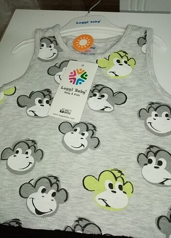 3-6 Ay Beden gri Renk Luggi baby şortlu 2 li takım...