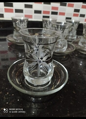 Gümüş varaklı 18 parça çay ve su seti - Görsel 2