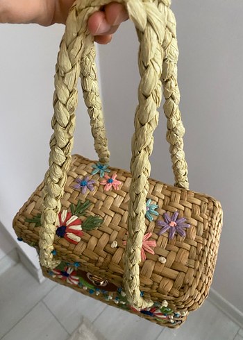 Zara marka Renkli Nakışlı Boncuklu Örgü Kadın Çanta - Görsel 4